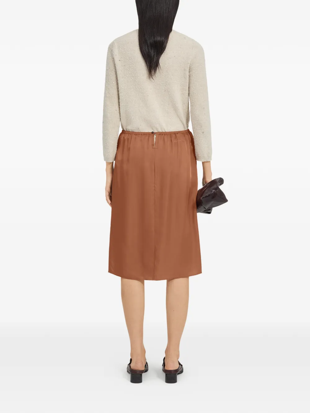 MM6 Maison Margiela Satijnen midi-rok Bruin