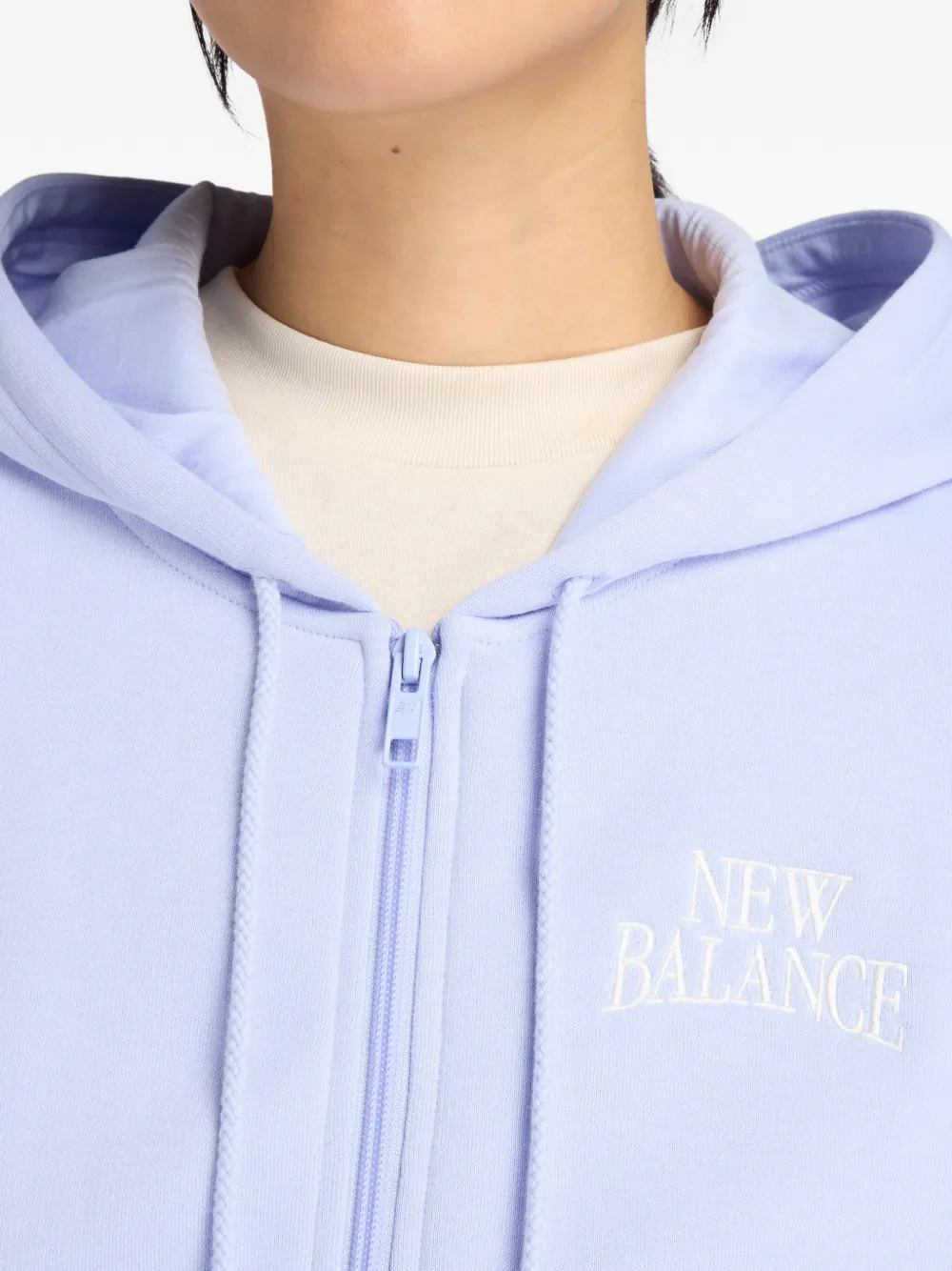 New Balance Hoodie met geborduurd logo en rits Paars
