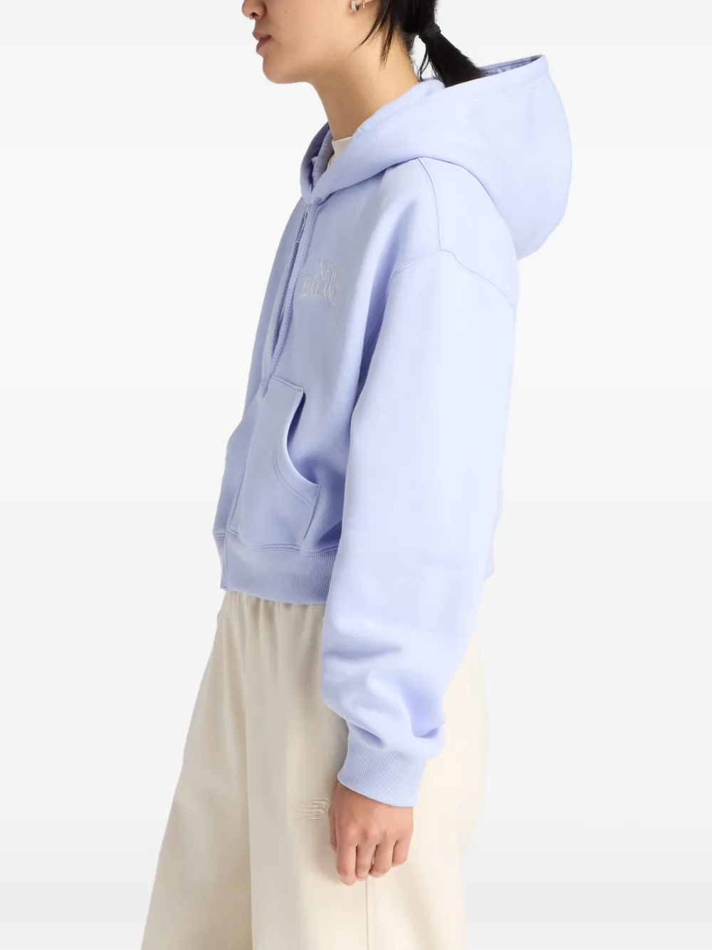 New Balance Hoodie met geborduurd logo en rits Paars