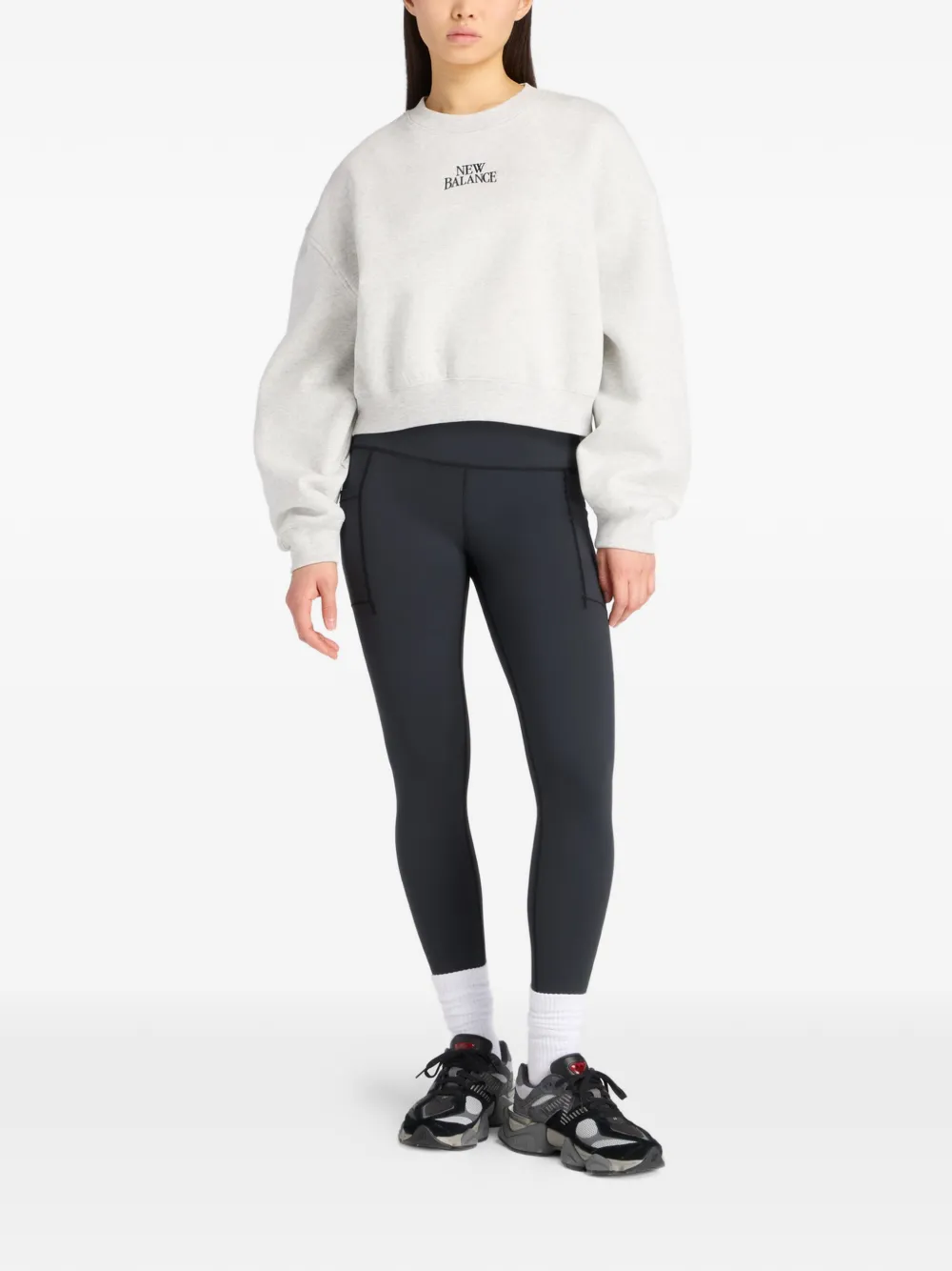 New Balance Sweater met ronde hals en borduurwerk Grijs