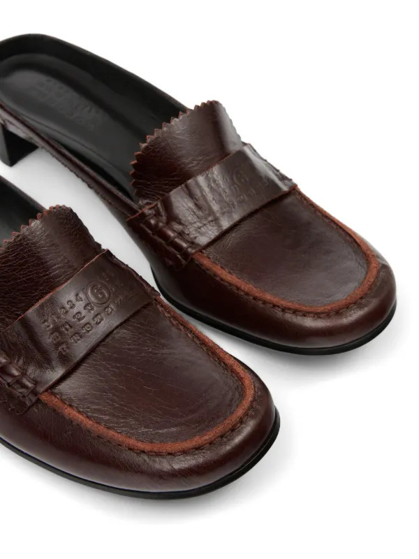 MM6 Maison Margiela レザースリッポン | ブラウン | FARFETCH JP