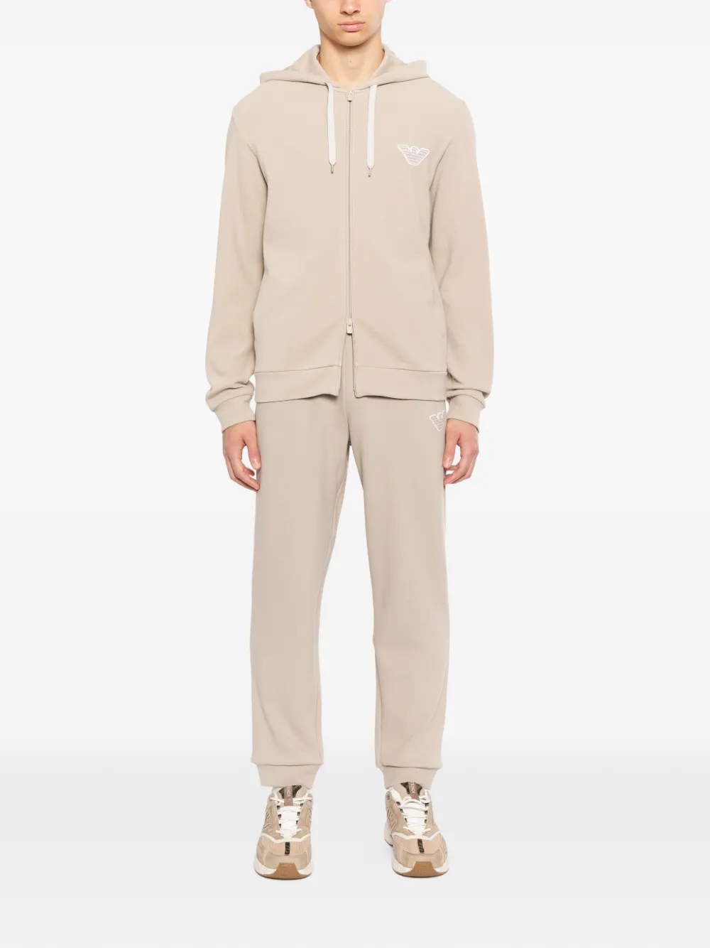 Emporio Armani Broek met trekkoord en logo Beige