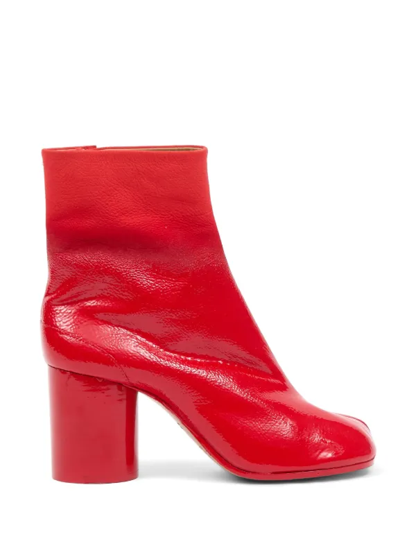 Maison Margiela Tabi Leather Ankle Boots in Red