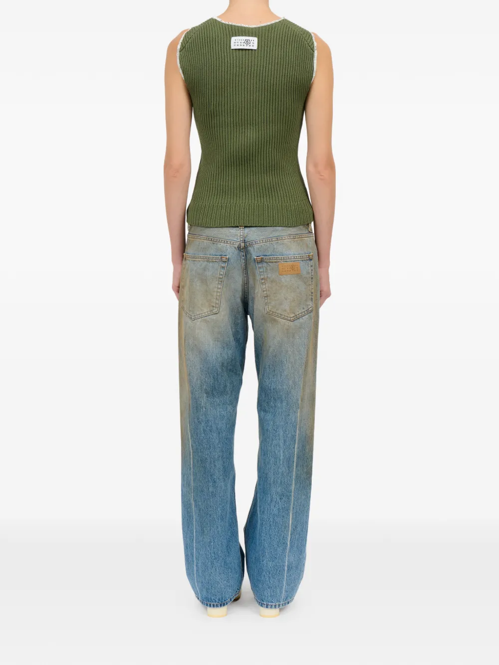 MM6 Maison Margiela Geribbelde tanktop met stiksels Groen