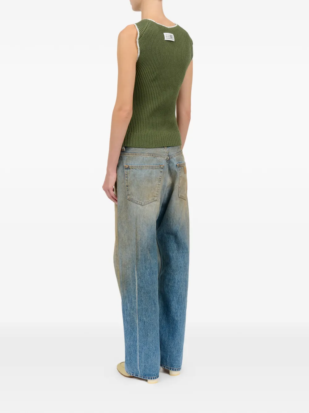 MM6 Maison Margiela Geribbelde tanktop met stiksels Groen