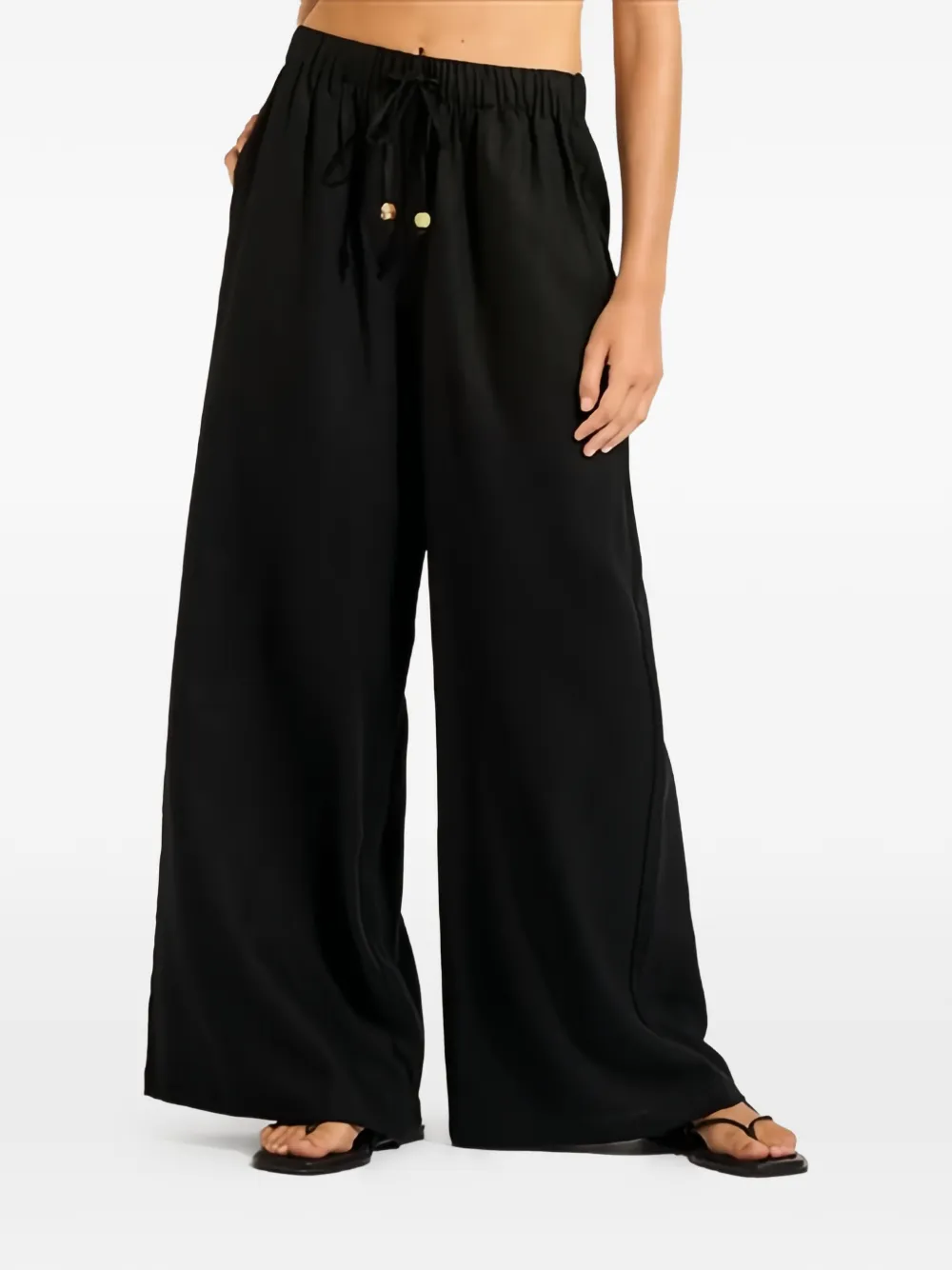 Seafolly Palermo drawcord wide leg trousers - Nero