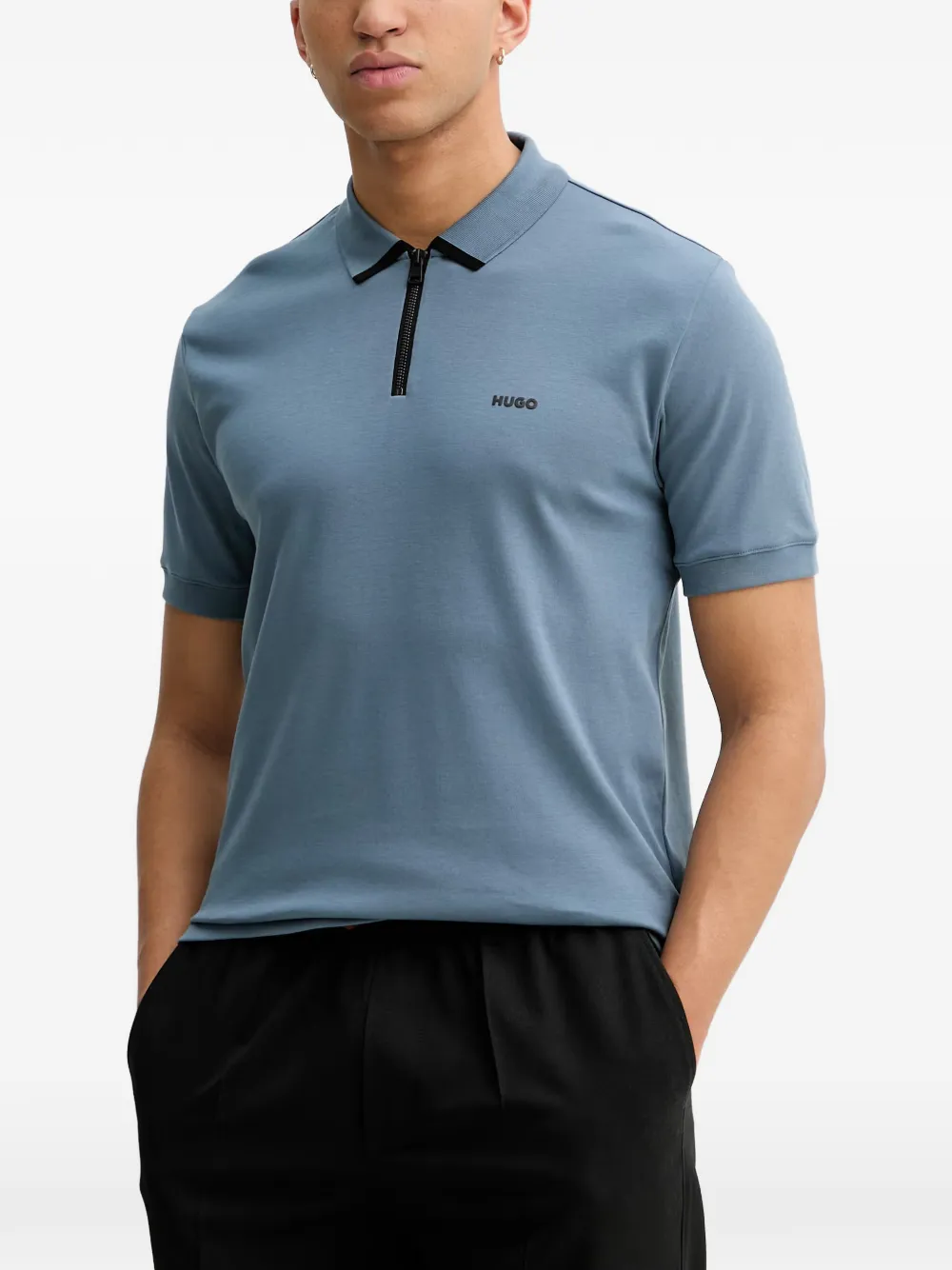 HUGO Dalomino zip polo shirt - Blu