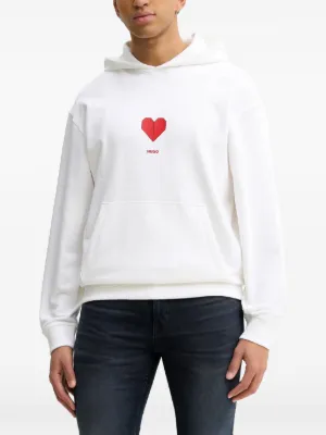 HUGO Dalentinos heart-graphic Hoodie | White | FARFETCH