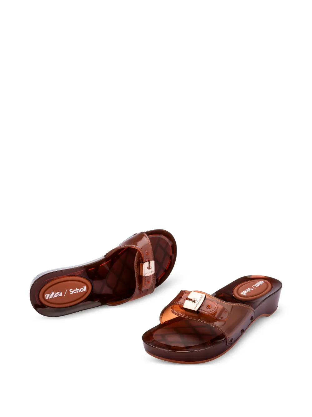 Melissa x Scholl slippers met percura hak Bruin