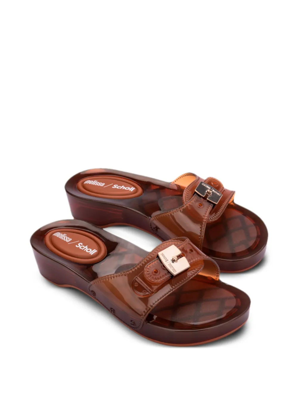 Melissa x Scholl slippers met percura hak Bruin