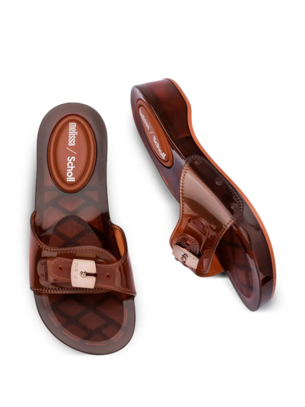Melissa x Scholl slippers met percura hak Bruin