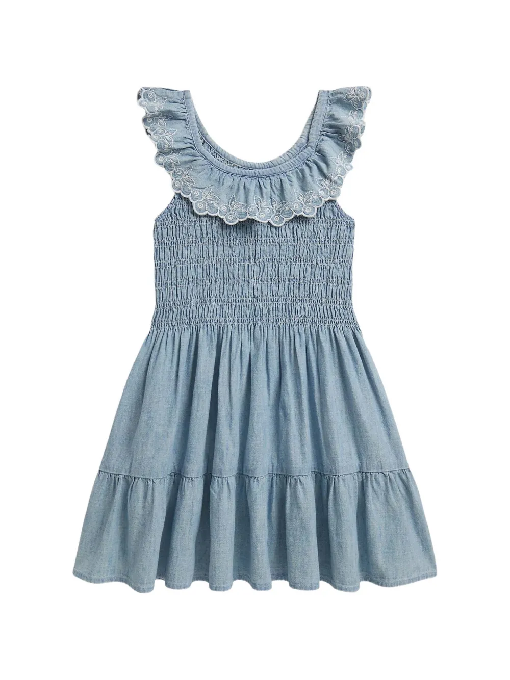 POLO RALPH LAUREN KIDS ruffled smocked dress - Blu