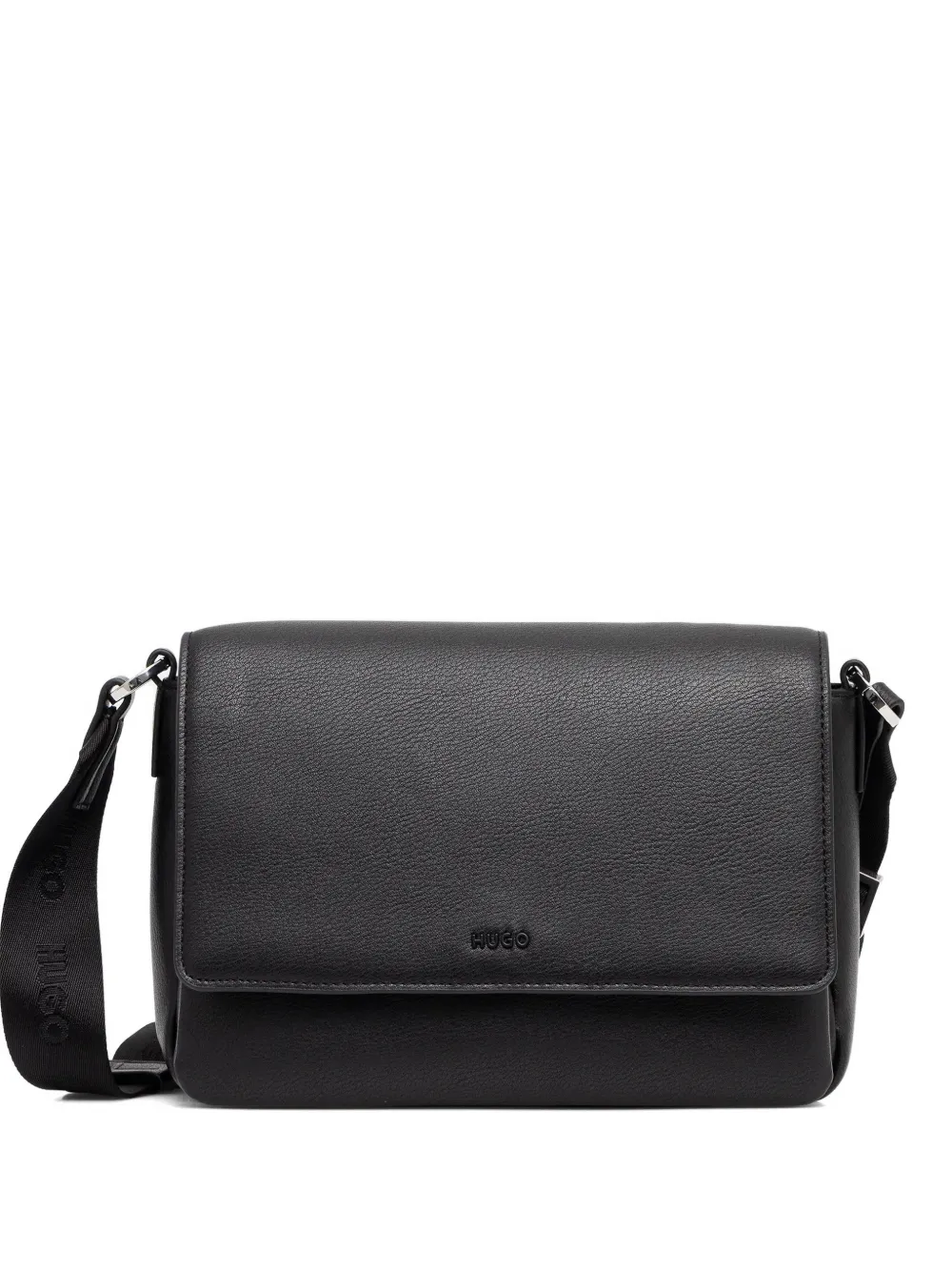HUGO embossed strap satchel - Nero