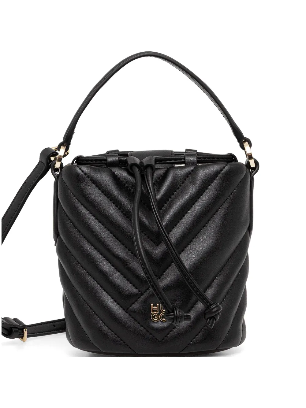HUGO quilted drawstring bucket bag - Nero