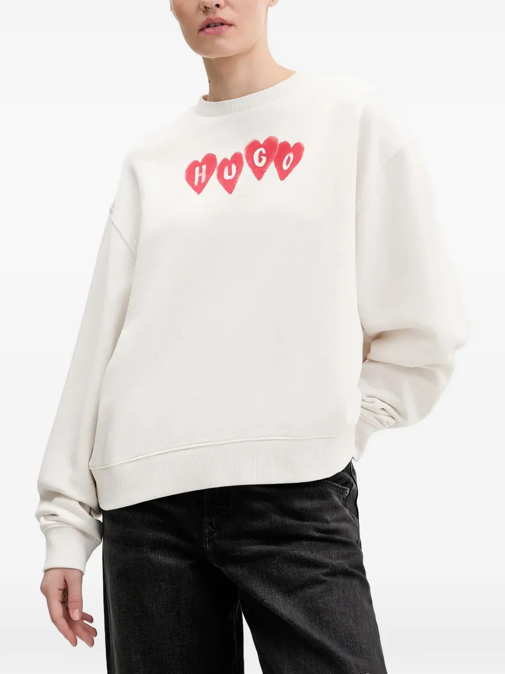 HUGO Deroxina heart-print sweatshirt - Nude