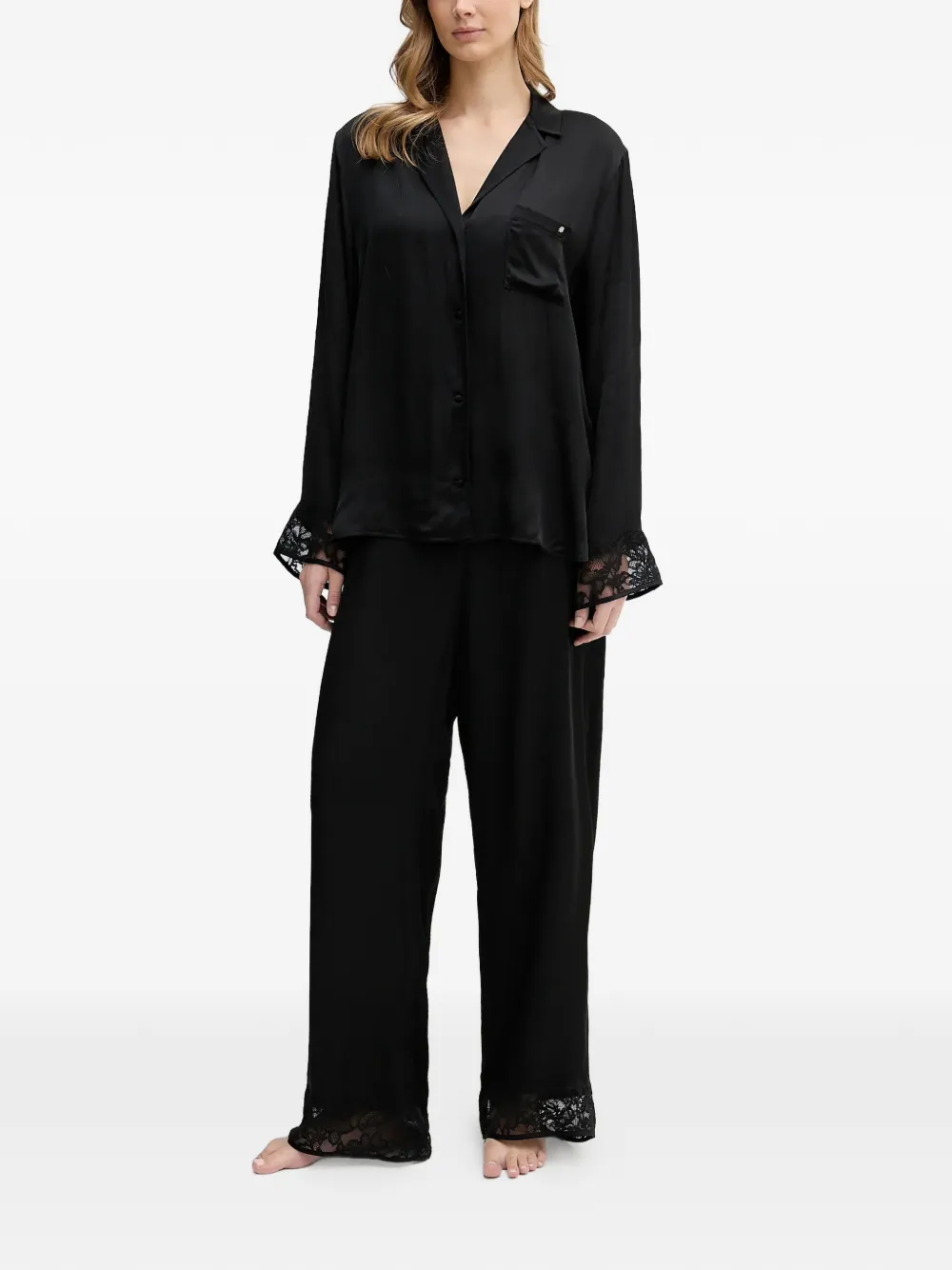 BOSS Blossom lace-trim pajama set - Schwarz