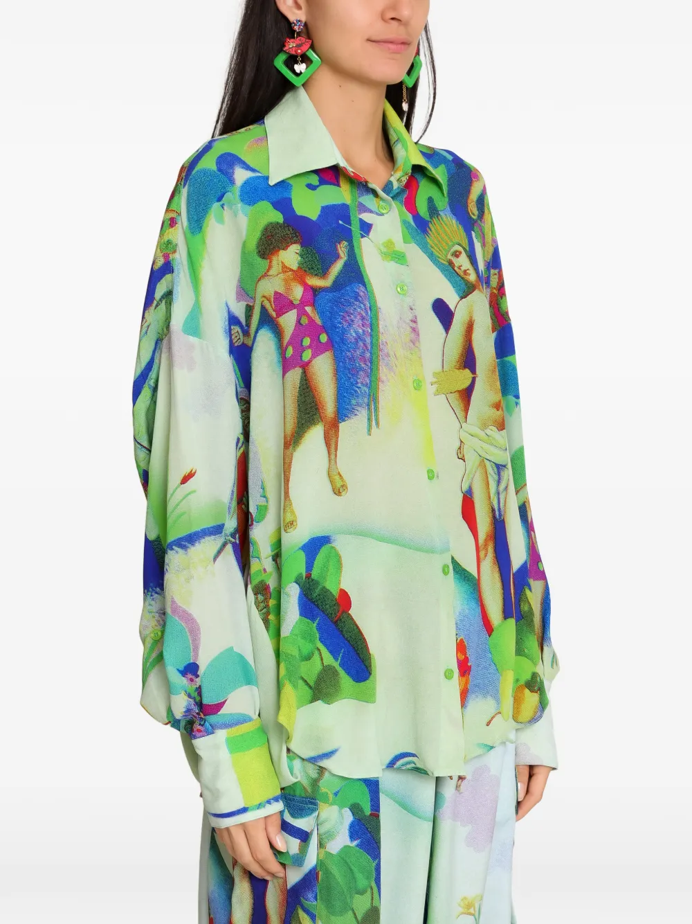  Amir Slama Printed Shirt - Green 