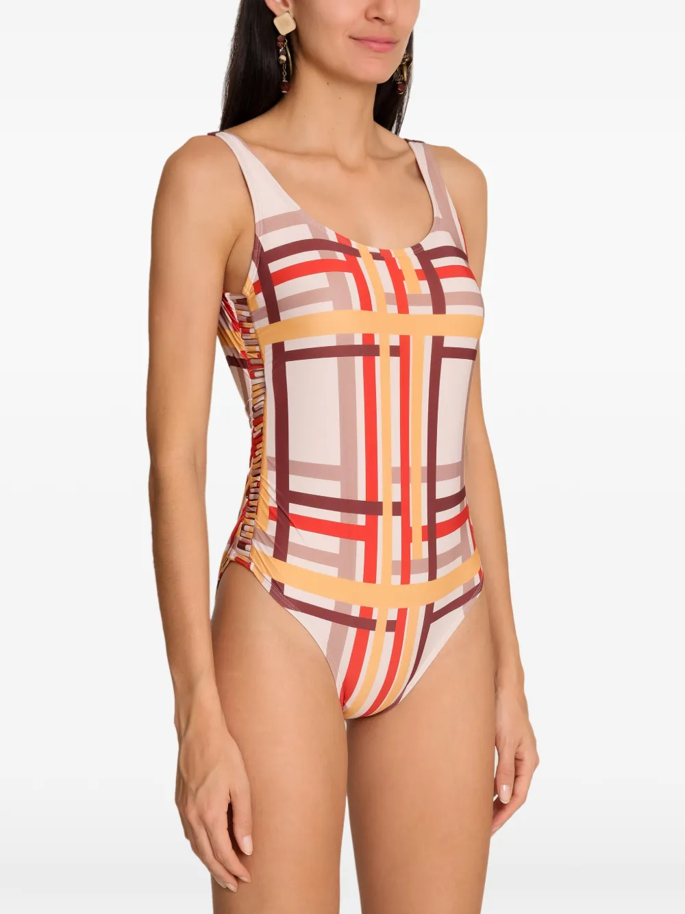  Amir Slama Checked Swimsuit - Neutrals 