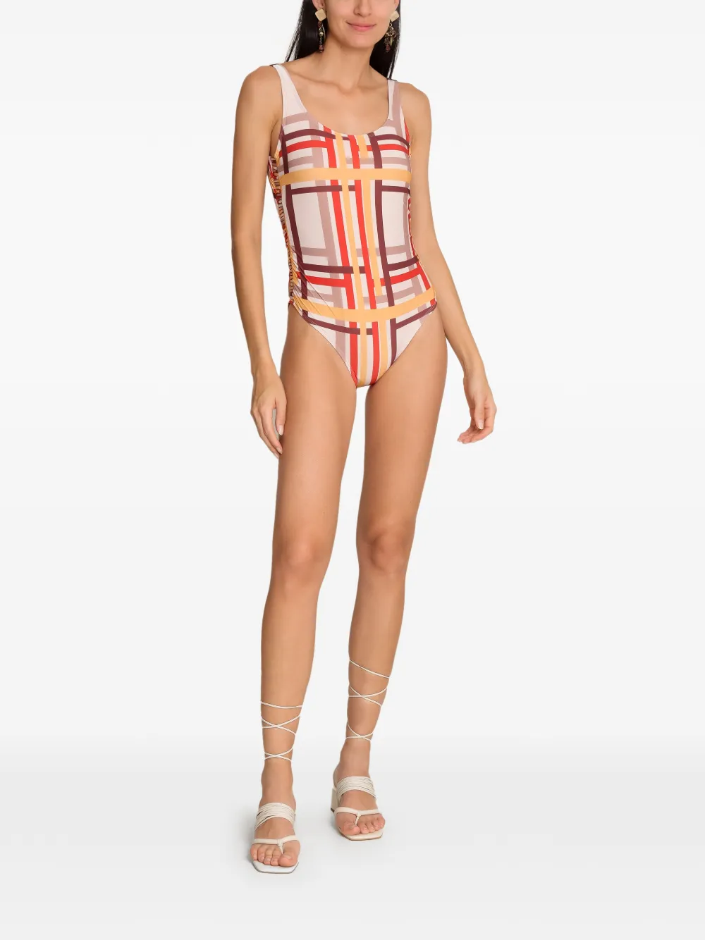  Amir Slama Checked Swimsuit - Neutrals 