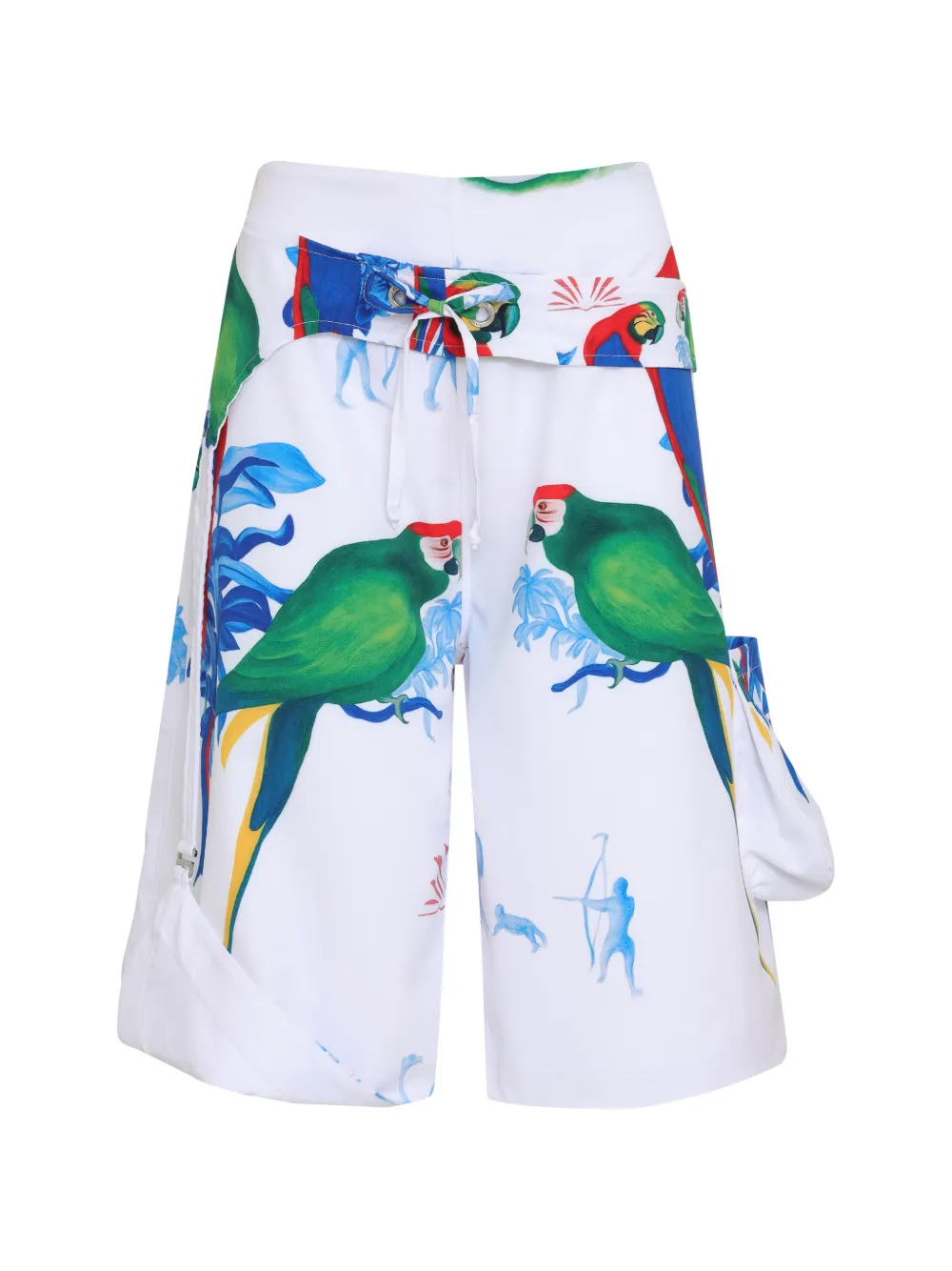 Amir Slama drawstring parrot print shorts - Weiß