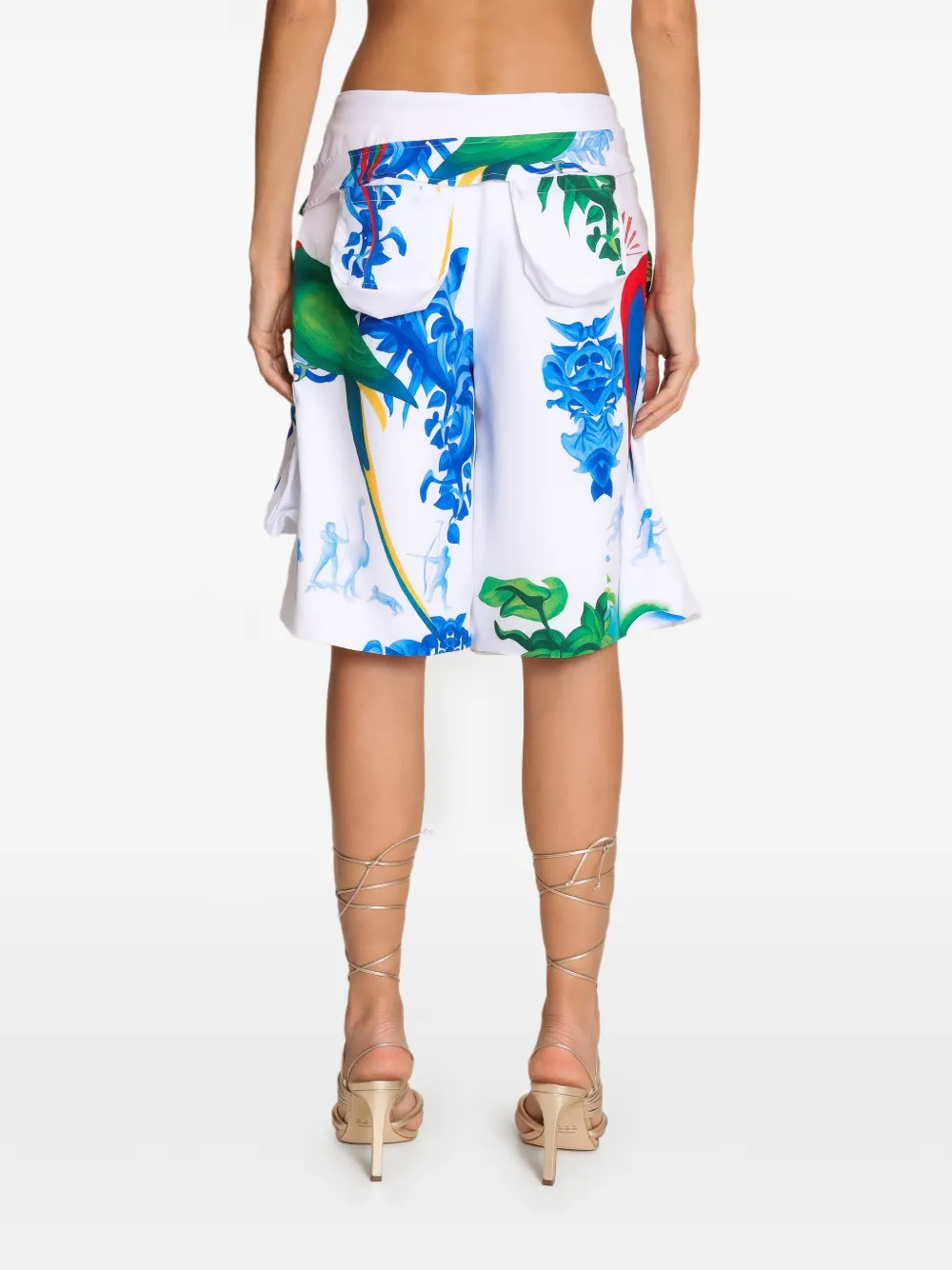 Amir Slama Shorts met papegaaiprint en trekkoord Wit