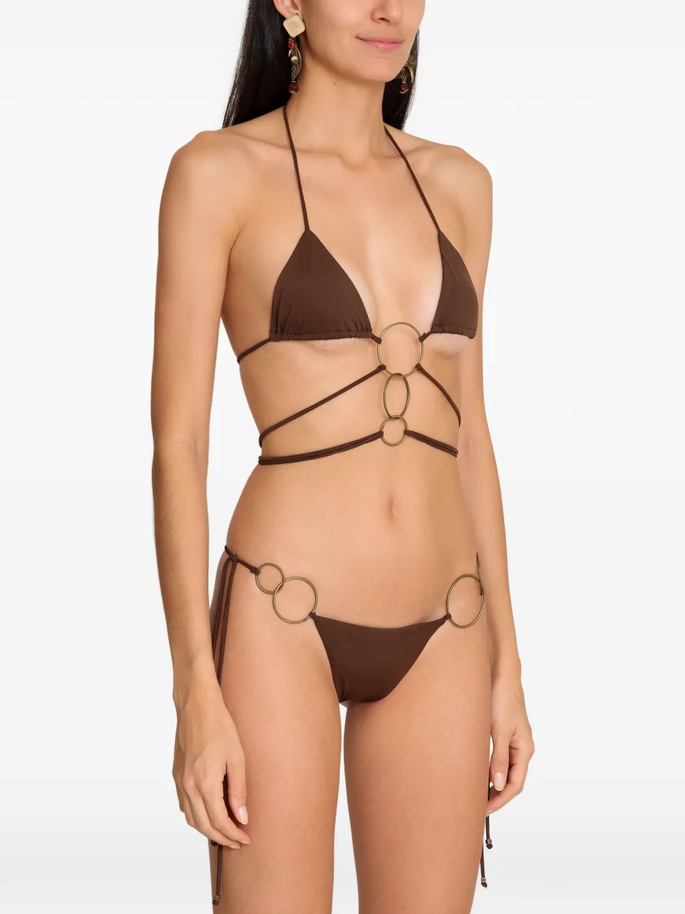 Amir Slama Bikini met gestrikte ring Bruin