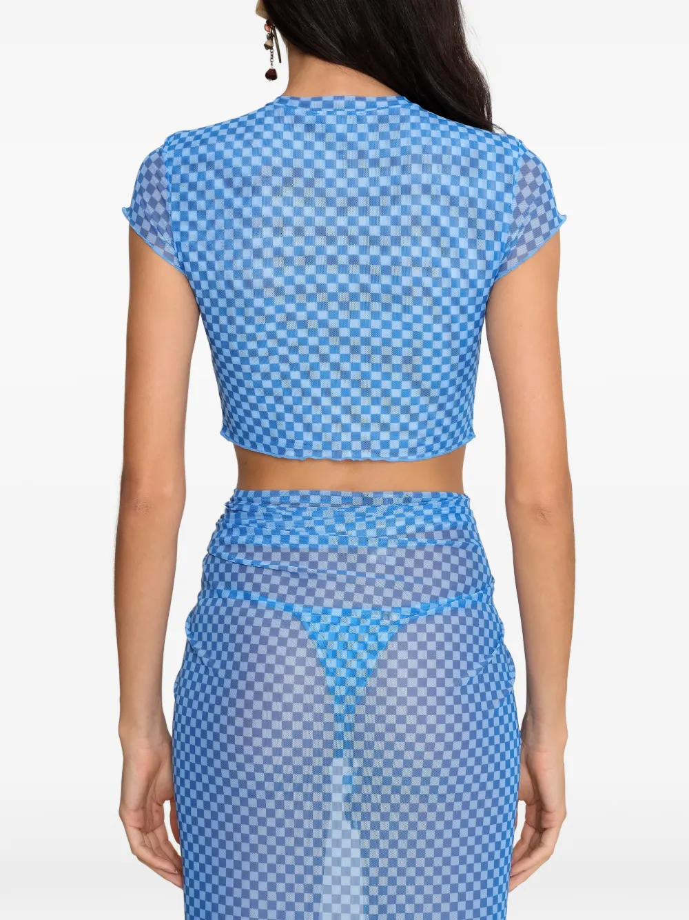 Amir Slama x Jade Picon geruite cropped top met uitgesneden details Blauw