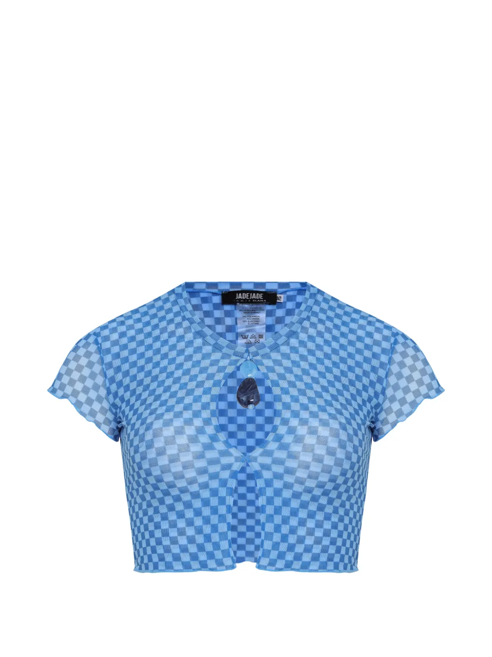 Amir Slama x Jade Picon checkerboard cut-out crop top - Blu
