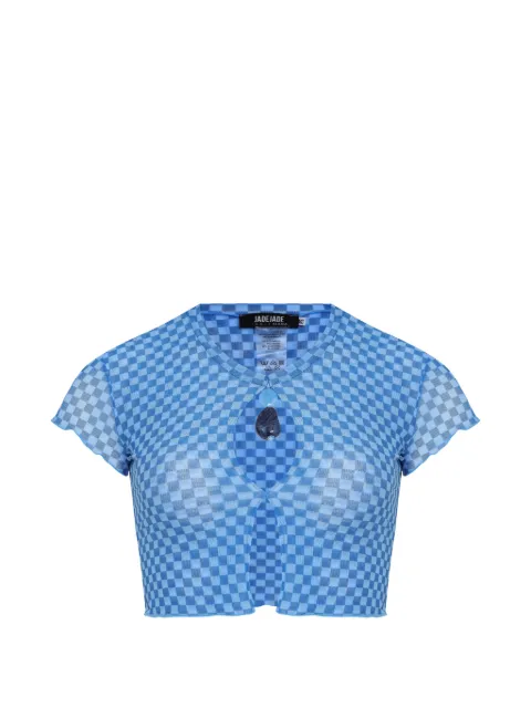 Amir Slama x Jade Picon checkerboard cut-out crop top
