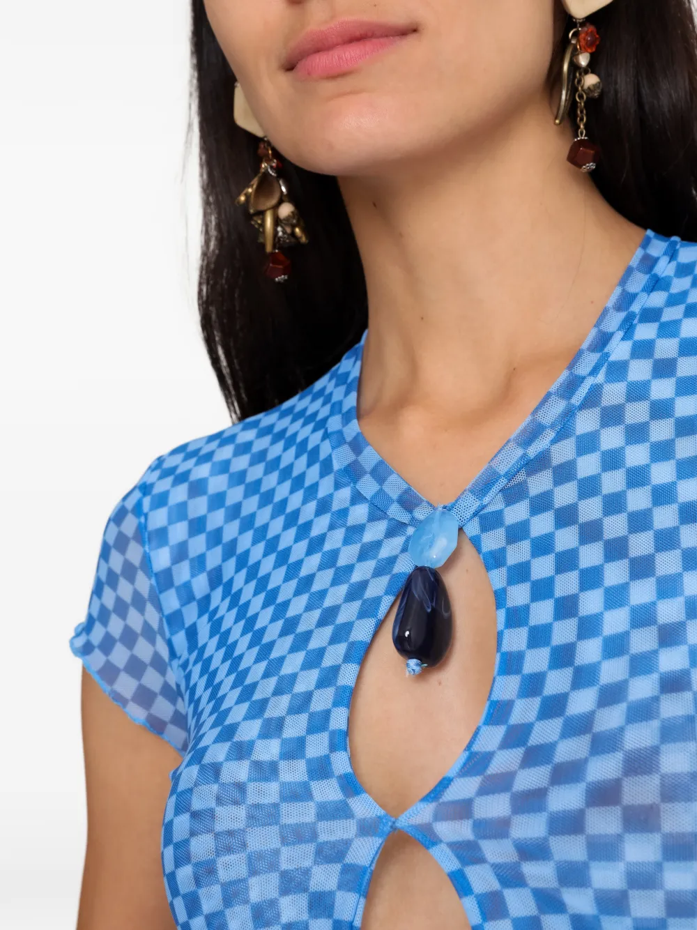 Amir Slama x Jade Picon geruite cropped top met uitgesneden details Blauw