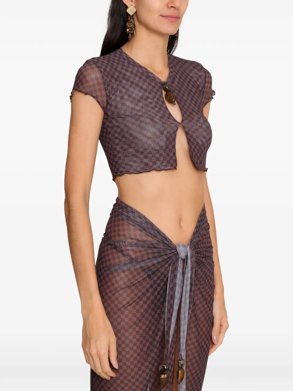 Amir Slama x Jade Picon cropped T-shirt met uitgesneden details Bruin
