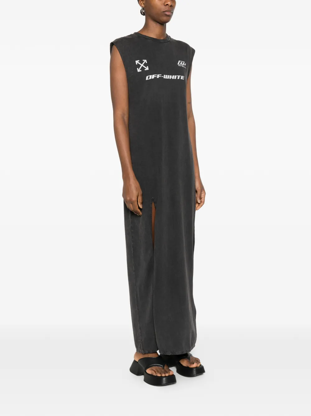Off-White Jurk met marmer-effect en logo-print Zwart