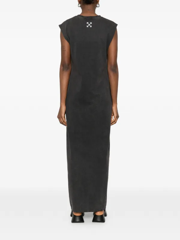 baggy jersey dress Off-White With Logo, Women's, Black Maxi dress