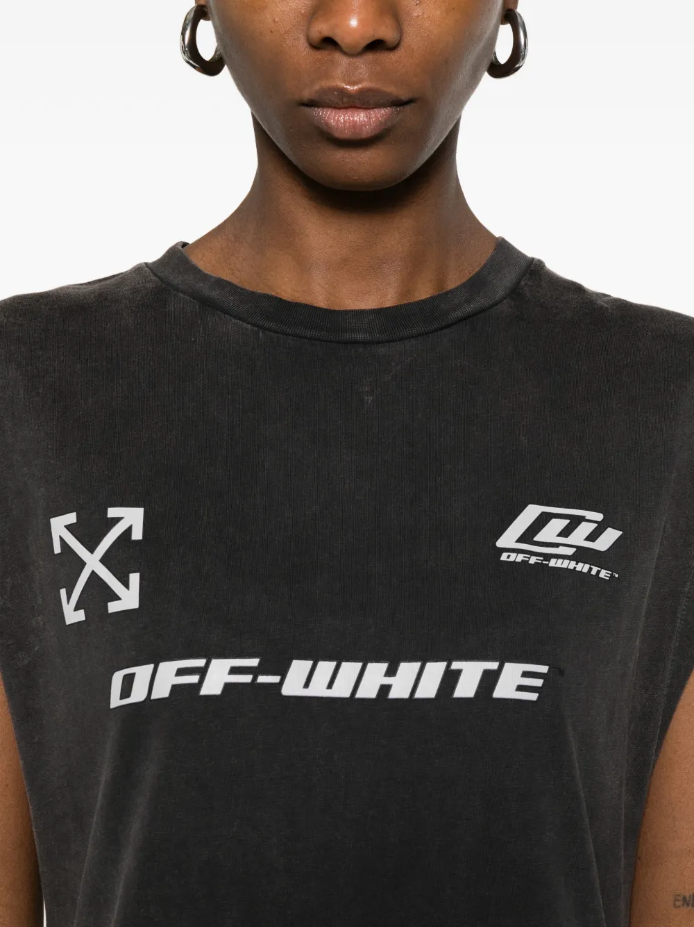 Off-White Jurk met marmer-effect en logo-print Zwart