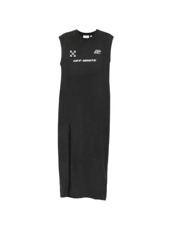 Off-White Racer Loose Jersey Dress in Black