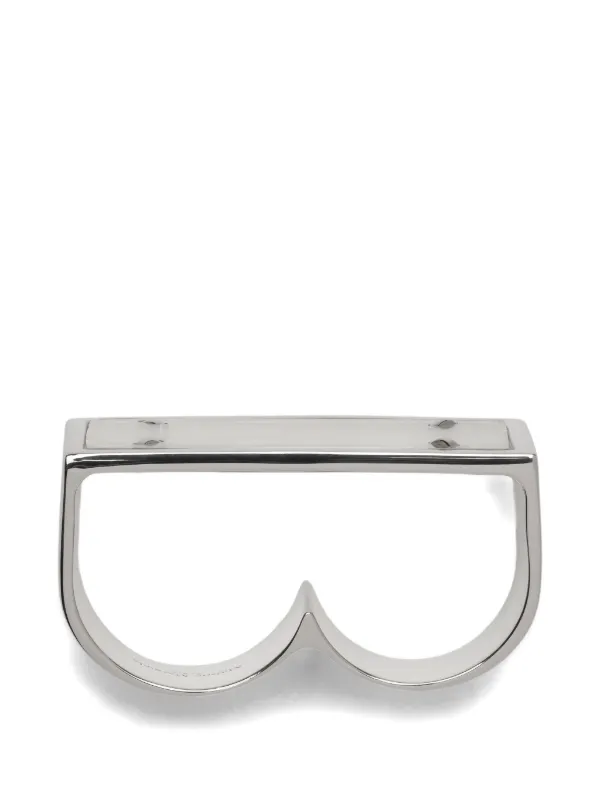 Maison Margiela Four Stitches double-signet Ring | Silver | FARFETCH