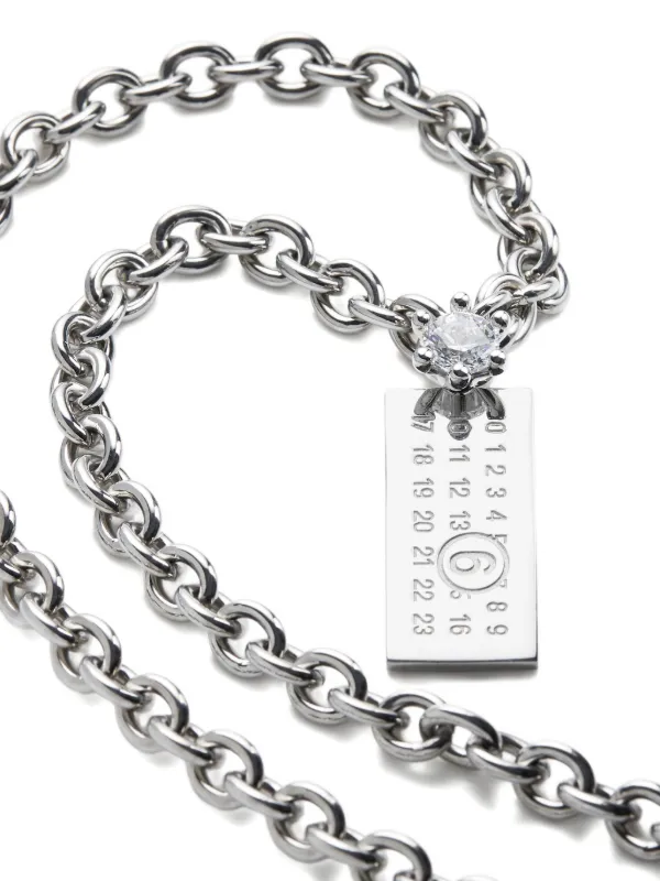 MM6 Maison Margiela プレート ネックレス | シルバートーン | FARFETCH JP