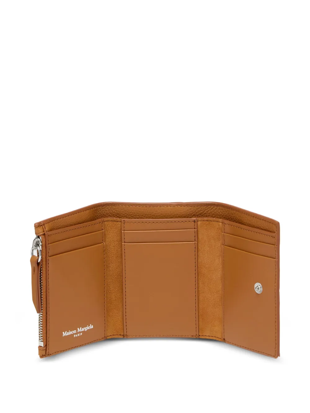 Maison Margiela Portemonnee van bewerkt leer met rits Beige