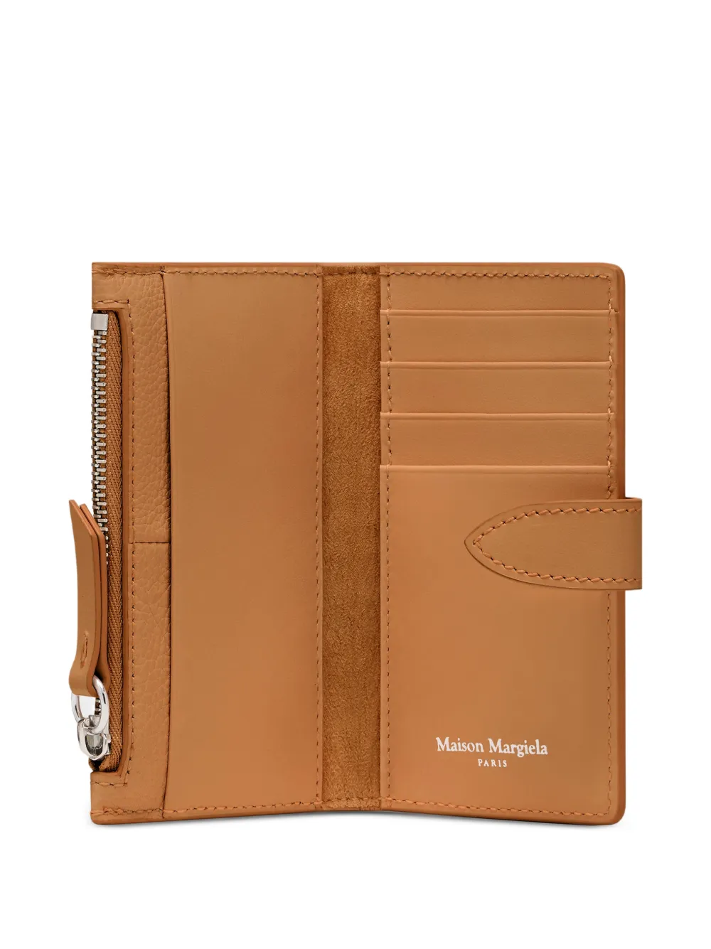 Maison Margiela Leren pasjeshouder met rits Beige