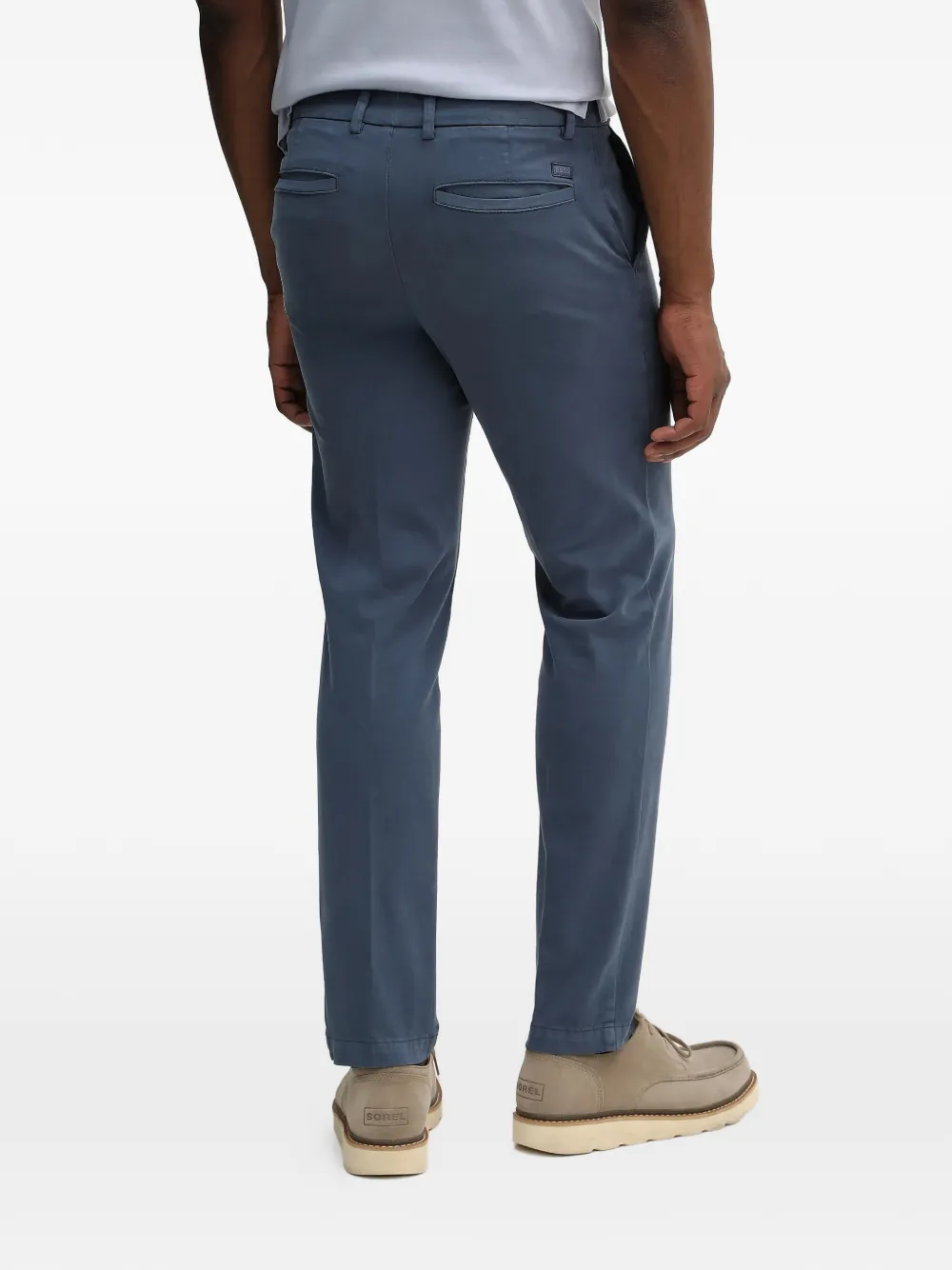 BOSS Straight katoenen broek Blauw