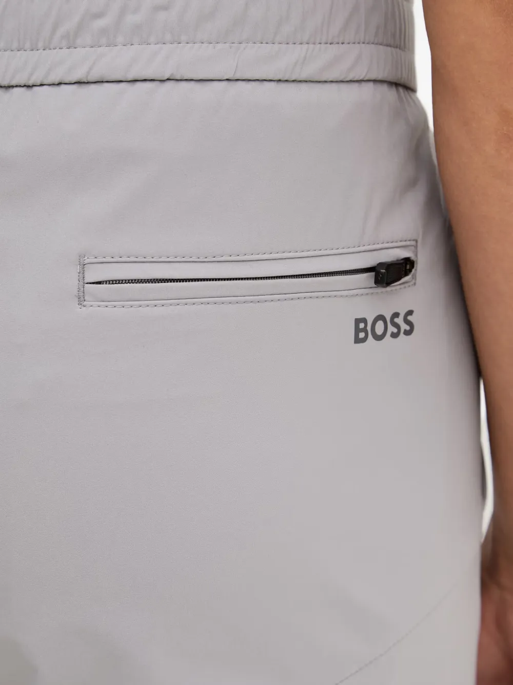 BOSS Stretch popeline broek met toelopende pijpen Grijs