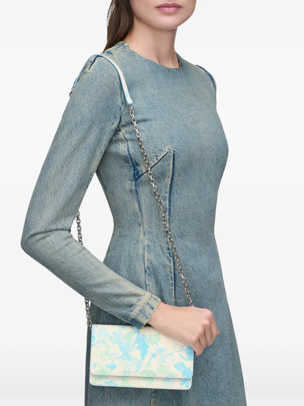 Maison Margiela Crossbodytas met bloemenprint en ketting Beige