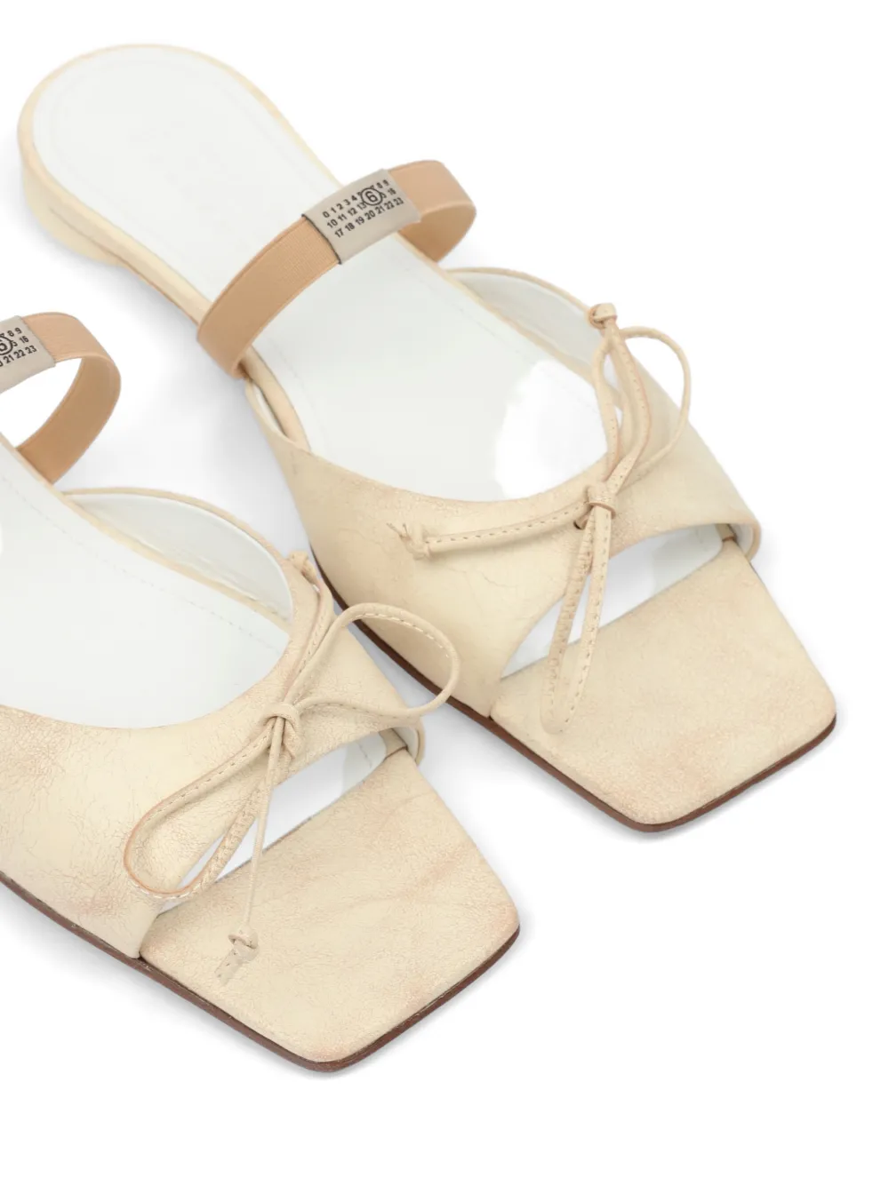 MM6 Maison Margiela bow squared leather sandals Beige