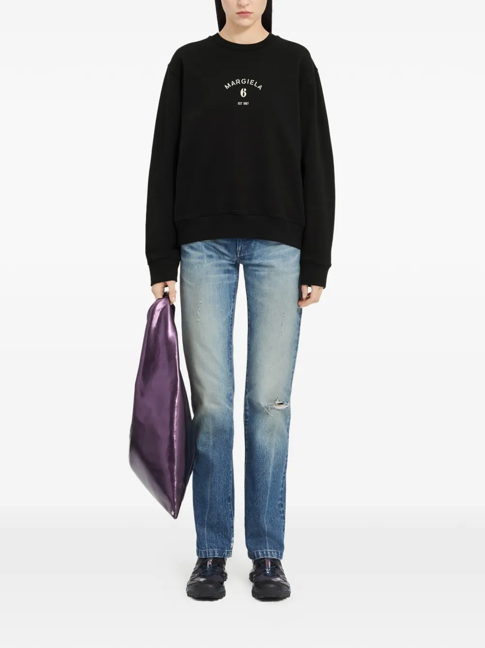  Mm6 Maison Margiela Logo Sweatshirt - Black 