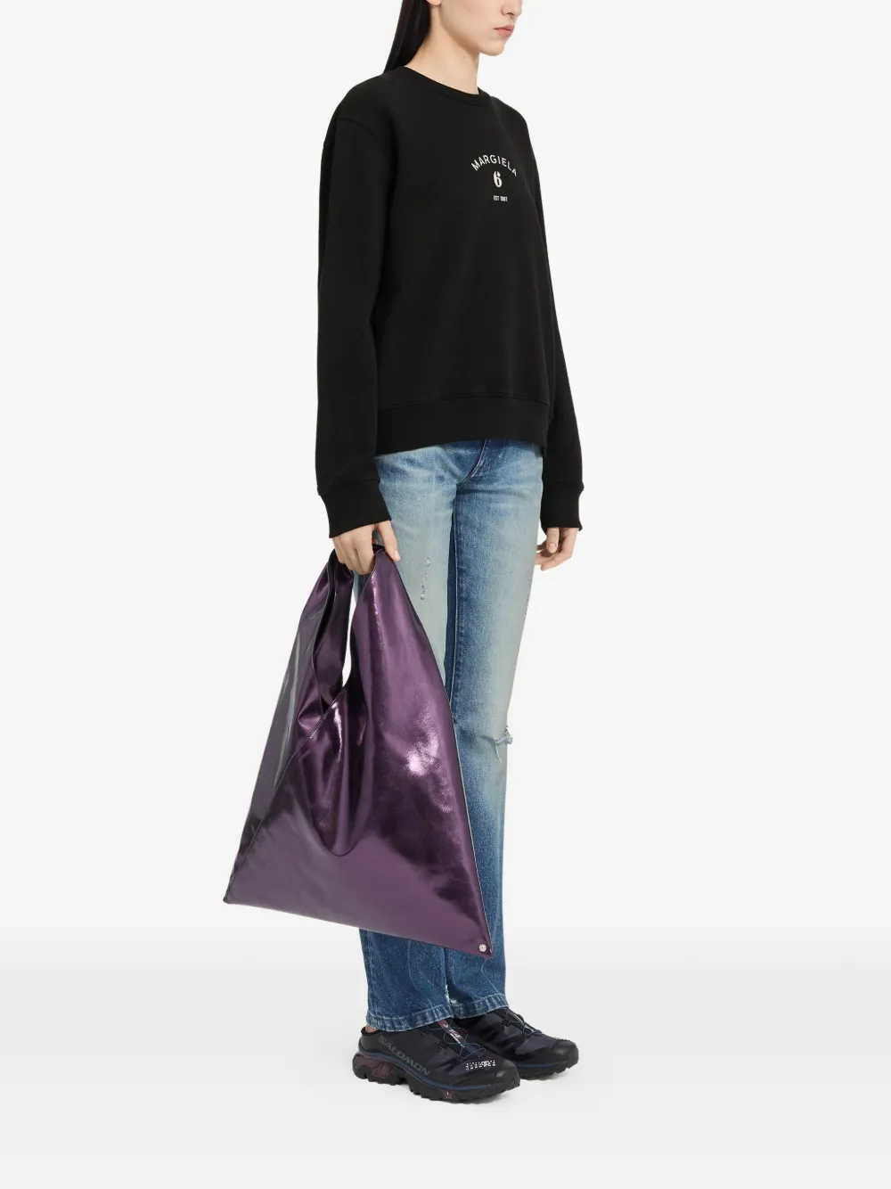  Mm6 Maison Margiela Logo Sweatshirt - Black 