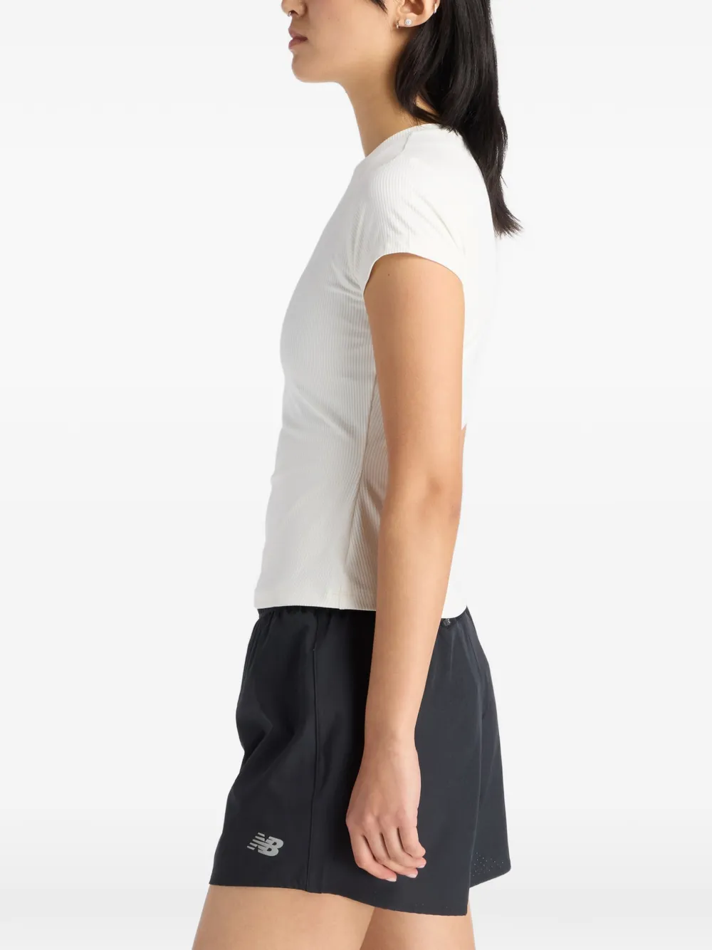 New Balance Geribbeld T-shirt Wit