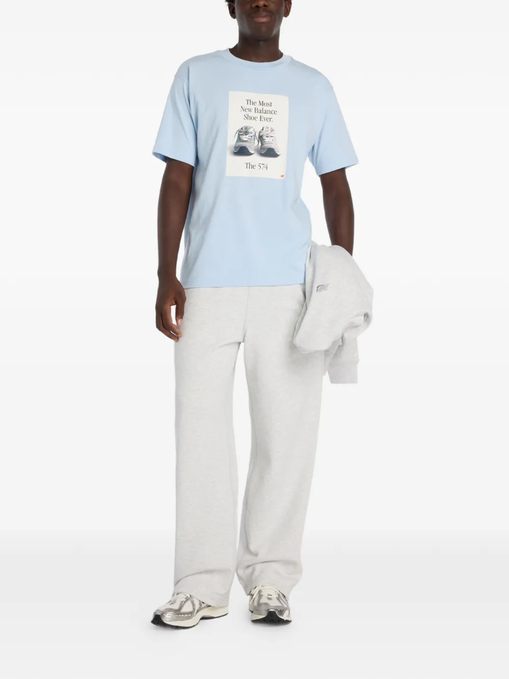 New Balance 574 AD T-shirt met grafische print Blauw