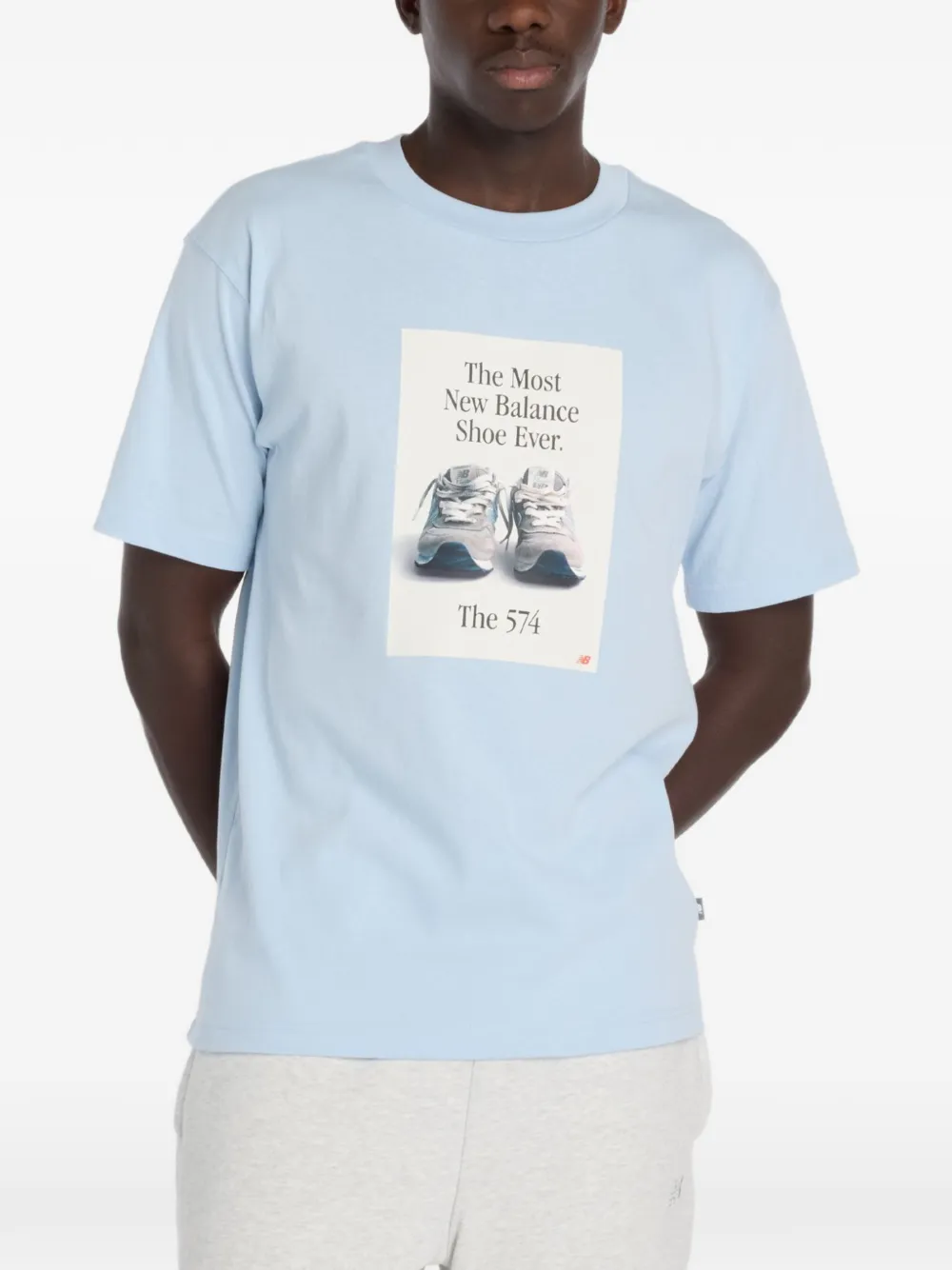 New Balance 574 AD T-shirt met grafische print Blauw