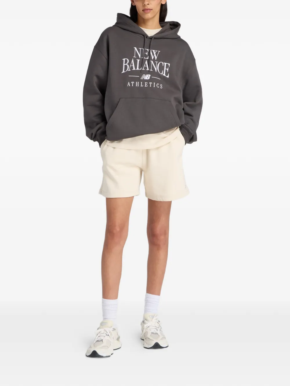 New Balance Hoodie met geborduurd logo Zwart