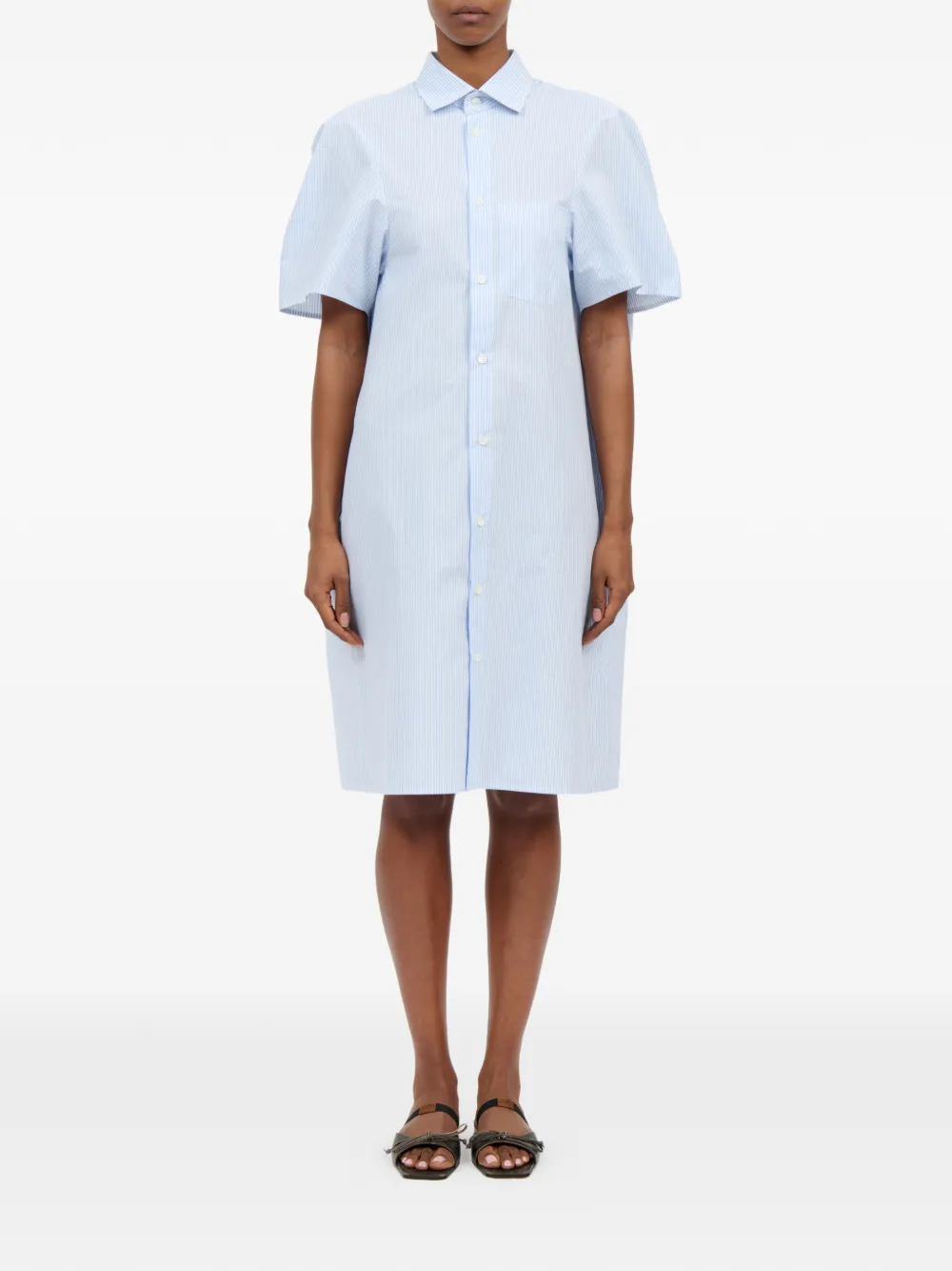 MM6 Maison Margiela short-sleeve Striped Shirt Mini Dress | Blue